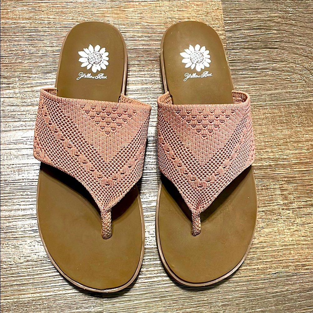 Women's Yellow Box Blush colored Sandals 
Size 8 1/2 Bohemian Sparkle inspired